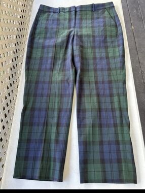 J. Crew Factory Women's Green, Navy, & Black Plaid Kallie Pant